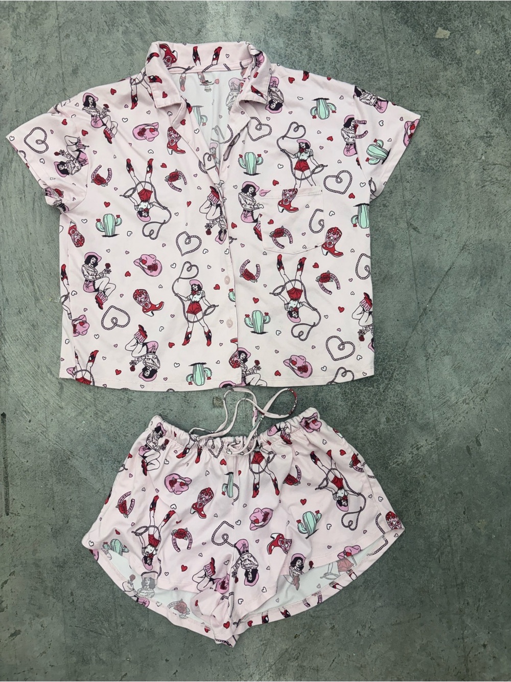 Cowgirl Theme Way to Celebrate Valentine’s Day Two Piece Pajama Set